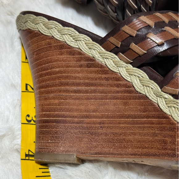 COLE HAAN stitch wedge brown heal leather espadrille slides shoes 7.5B - Picture 14 of 14